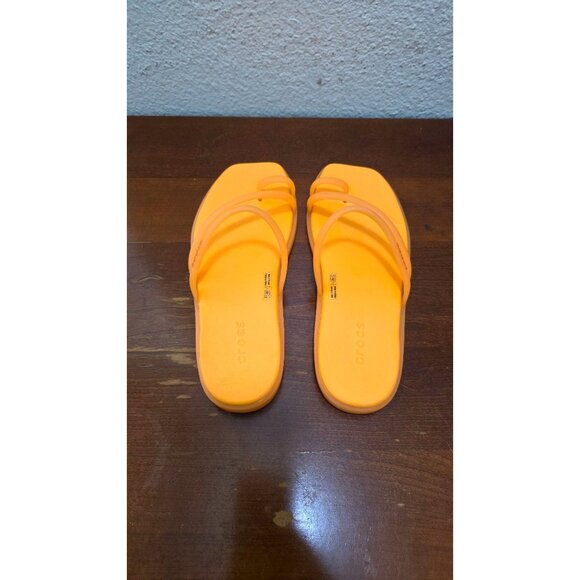 Crocs Women's Miami Frosted Toe Loop Strappy Orange Slide Sandals W5 - Picture 4 of 8
